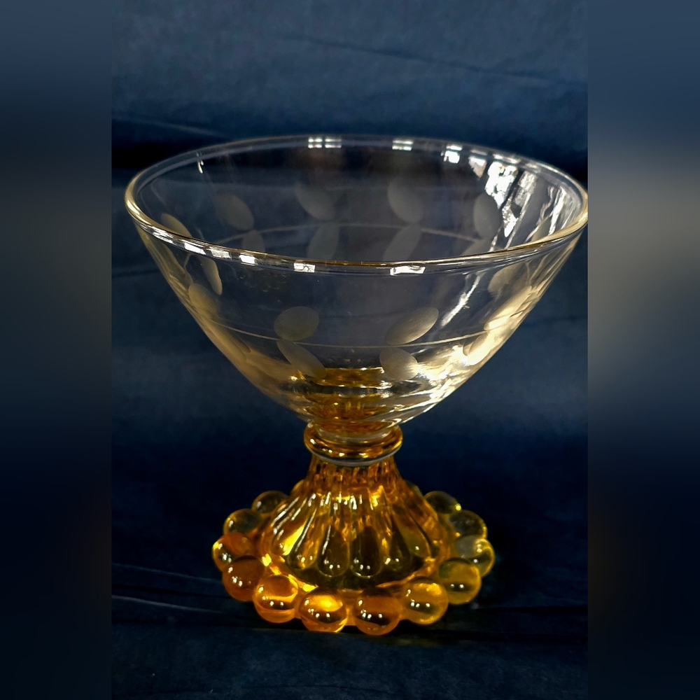 Anchor Hocking Vintage Cadmium Yellow Bubble Parfait Glasses Set Of 4 - Picture 5 of 6